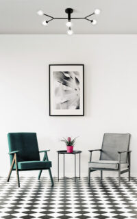 Grey and turquoisen living room